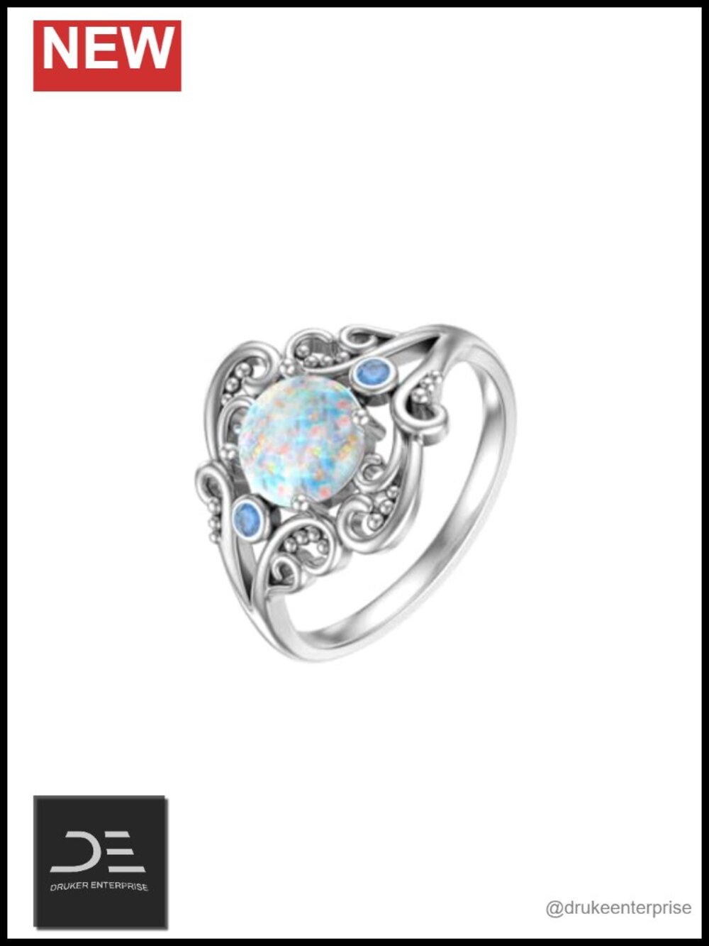 Vintage White Opal Filigree Statement Ring Real 925 Sterling Silver Boho Retro